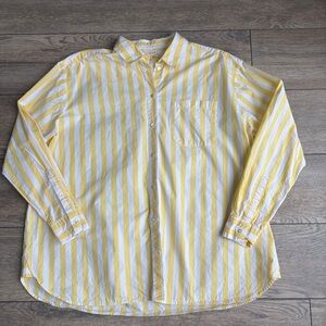 Sezane Chemise Max Boxy Button Down Shirt Yellow White Striped US 8/EU 40 flaws